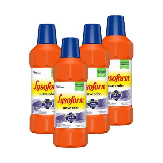 Kit 4 Desinfetante Lysoform Uso Geral Suave Odor 500ml - Desinfetante ...