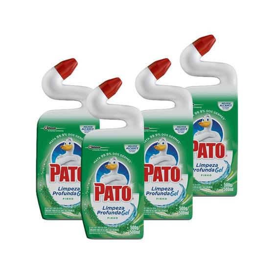 Imagem de Kit 4 Desinfetante Pato Gel Uso Geral Pinho Limpeza Profunda 500ml