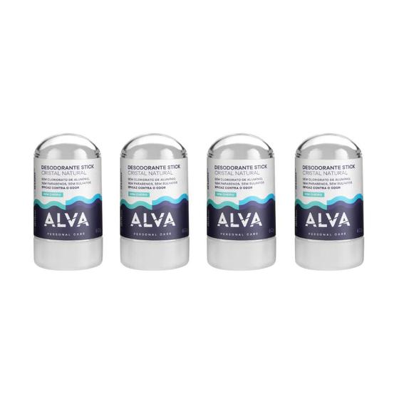 Imagem de Kit 4 Desodorante Stick Cristal Sensitive Natural Alva Vegano 60g