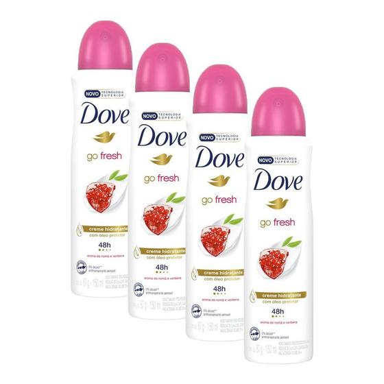 Imagem de Kit 4 Desodorantes Antitranspirante Dove Go Fresh Romã e Verbena 150ml cada