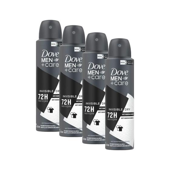 Imagem de Kit 4 Desodorantes Dove Men+Care Antitranspirante Aerossol Invisible Dry 150ml