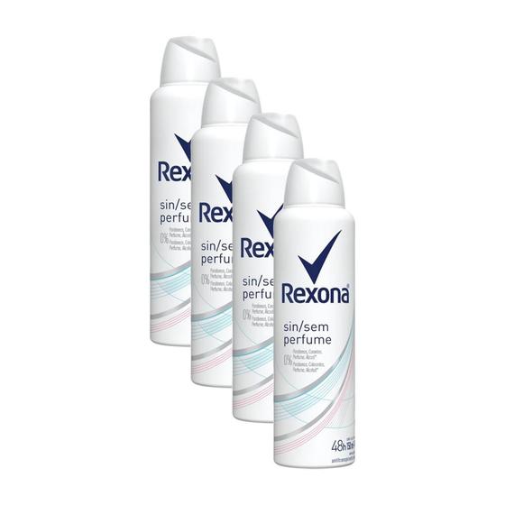 Imagem de Kit 4 Desodorantes Rexona Motionsense Antitranspirante Aerossol sem Perfume 150ml