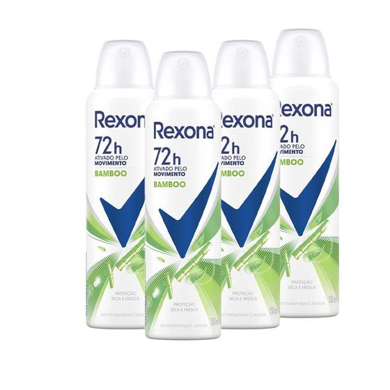 Imagem de Kit 4 Desodorantes Rexona Motionsense Antitranspirante Aerossol Stay Fresh Bamboo + Aloe Vera 150ml