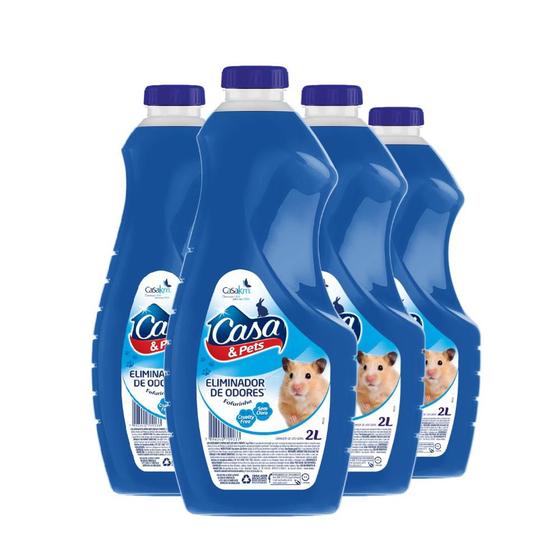 Imagem de Kit 4 Eliminador De Odores Casa e Pets Fofurinha Azul 2l