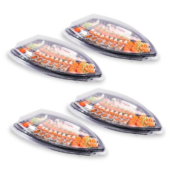 Imagem de Kit 4 Embalagem Descartável Delivery Barca Sushi E Açai Gg