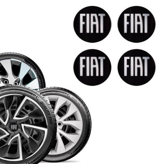 Imagem de Kit 4 Emblema Fiat Preto 48 mm para Calota Aro 13 14 15