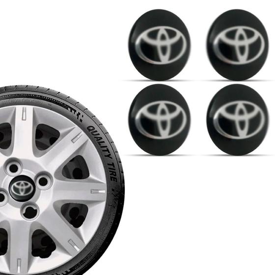 Imagem de Kit 4 Emblema Toyota Preto para Calota Grid Aro 13 14 15