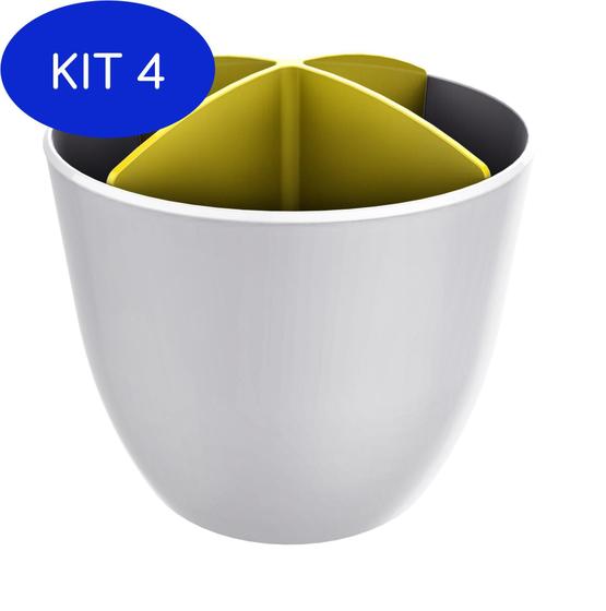 Imagem de Kit 4 Escorredor De Talheres Branco Divisórias Amarela Crippa