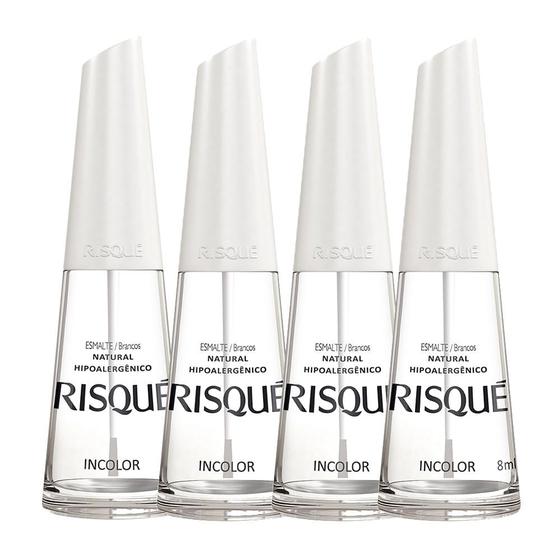 Imagem de Kit 4 Esmalte Risqué Incolor Natural Hipoalergênico com 8ml