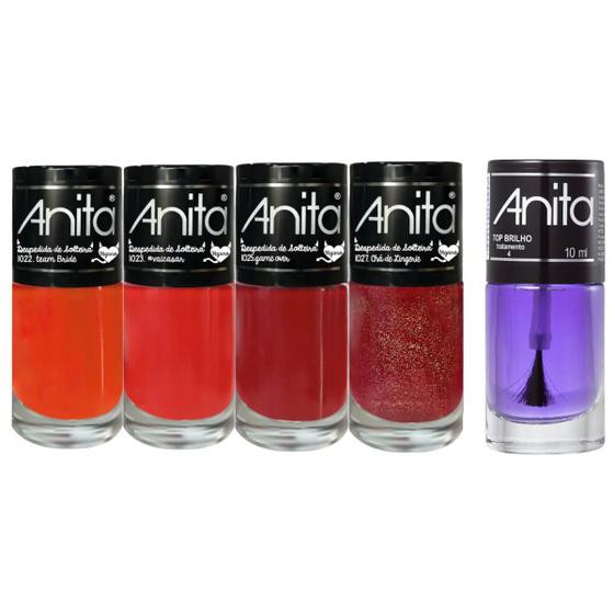 Imagem de Kit 4 Esmaltes Coleção Despedida de solteira + Top Brilho 10ml Anita