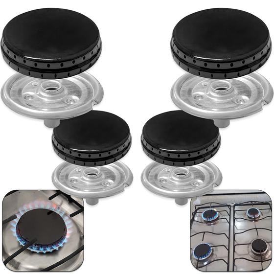 Kit 4 Espalhadores + 4 Queimadores Esmaltec Veneza, Agata, Bali 2 Grandes / 2 Pequenos Menor preço em Kit 4 Espalhadores + 4 Queimadores Esmaltec Veneza, Agata, Bali 2 Grandes / 2 Pequenos