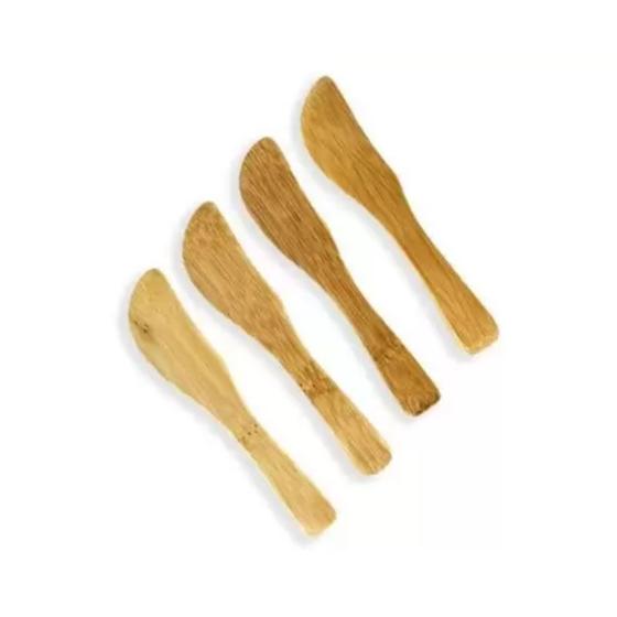 Imagem de Kit 4 Espátulas de Bambu Para Manteiga Patê Geleia 9,5cm