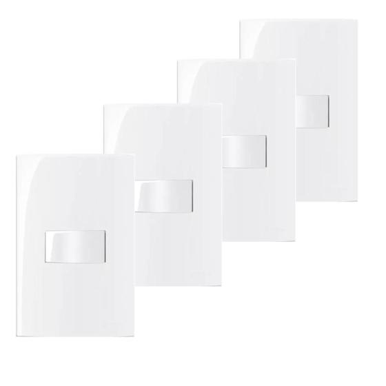 Imagem de Kit 4 Espelho 4x2 Interruptor Simples 10a 250v Luxo Moderno