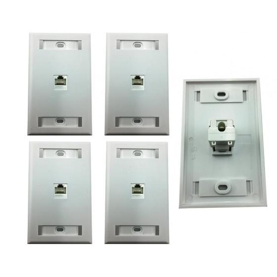 Imagem de Kit 4 Espelhos de parede com 1 saída RJ45 Cat5