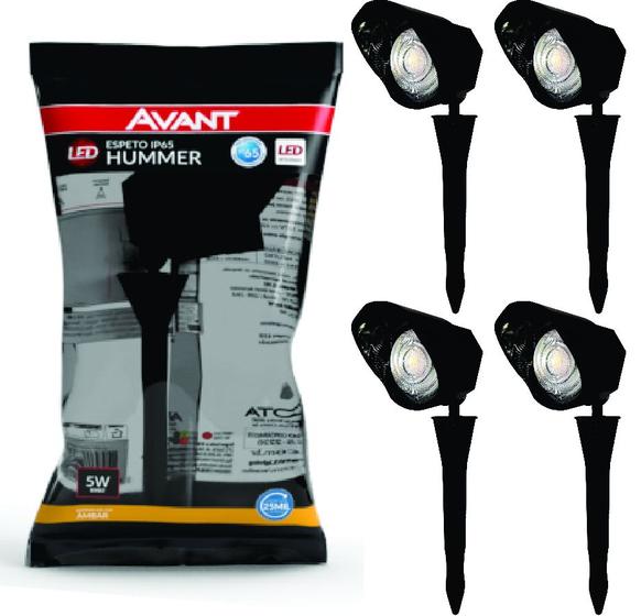 Imagem de Kit 4 Espeto Jardim Led 5w Âmbar Bivolt Resistente A Água