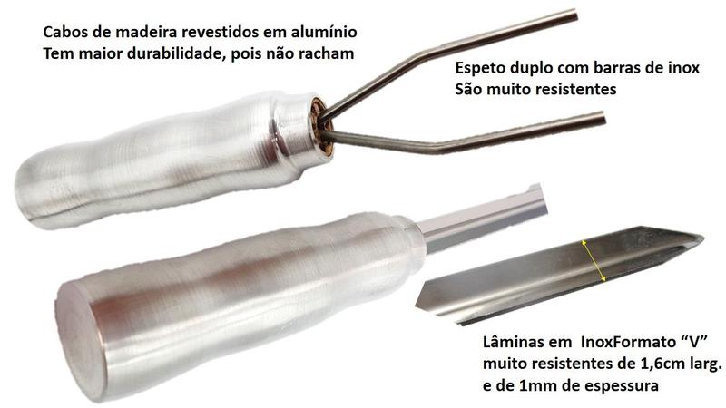 Imagem de Kit 4 Espetos duplo e espada em inox lamina 70cm