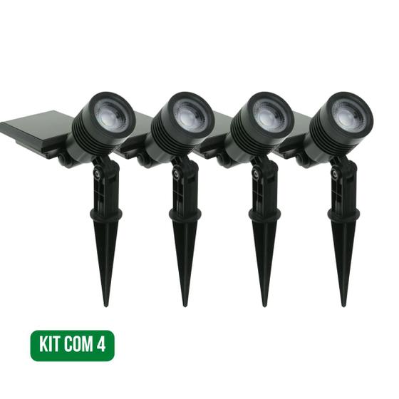 Imagem de Kit 4 Espetos Refletor Led Solar Externo Jardim10LM  Bc Frio