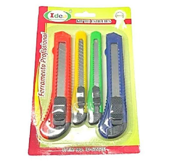 Imagem de Kit 4 Estiletes Profissional Com Trava Automática Idea - TOOLS
