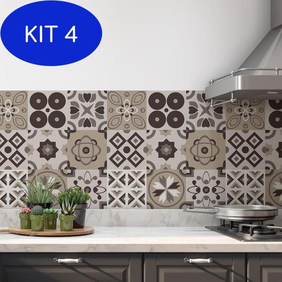 Imagem de Kit 4 Faixa Decorativa Adesivo de Azulejos Bege Cozinha