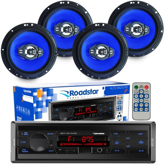 Imagem de Kit 4 Falante 6 Pol + Rádio Carro Mp3 Player Usb Bluetooth