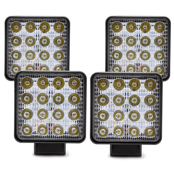 Imagem de Kit 4 Farol de Milha Quadrado 16 Leds 12v/24v 48w LED Longo Alcance Haiz KIT4-HZ-48W
