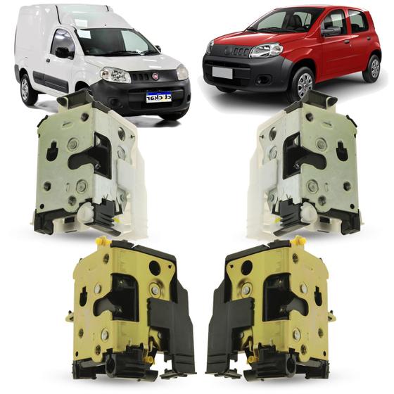 Imagem de Kit 4 Fechadura da Porta Dianteira Traseira Predisposta Elétrica Fiat Uno G2 2010 a 2021