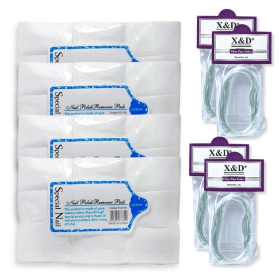 Imagem de Kit 4 Fibra De 2m + 4 Algodão Prensado, Egípcio Remoção Esmaltes Cuidados Para Unhas Pacote 1000x Para Unhas Manicure Nail Designer Profissional