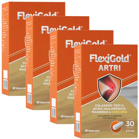 Kit 4 FlexiGold Artri 30 Cápsulas Herbamed - Colágeno - Magazine Luiza