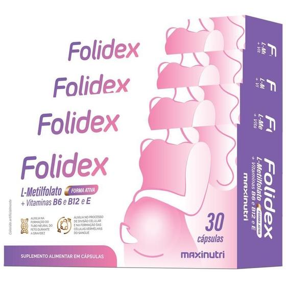 Imagem de Kit 4 Folidex Metilfolato + Vitaminas B6 B12 E 30 Cápsulas