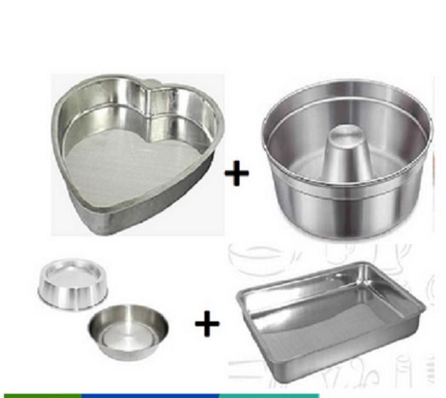 Imagem de Kit 4 Formas, Assadeira de  Bolo - Forma Coração n2 /Ballerine n20 /Retangular n2 /Pudim n24