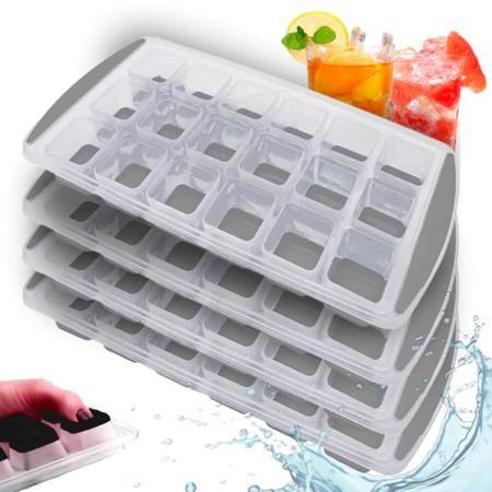 Imagem de Kit 4 Formas de Gelo SEM TAMPA Cubo Multiuso Rígida com Fundo em Silicone Flexível de Retirar