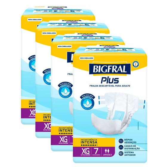 Imagem de Kit 4 Fralda Bigfral Plus XG 7 Unidades Cada