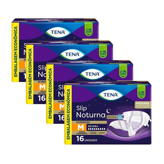 Imagem de Kit 4 Fralda Geriátrica Tena Slip Noturno M com 16 Unidades