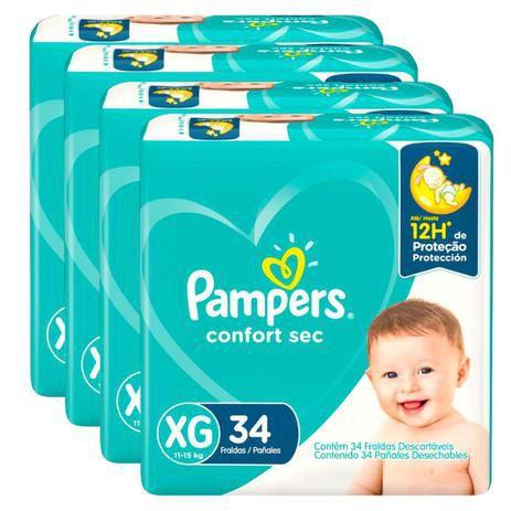 Imagem de KIT 4 FRALDAS PAMPERS CONFORT SEC MEGA XG/34 = 136un