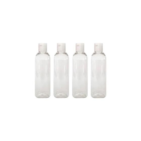 Imagem de Kit 4 Frascos Viagem Shampoo Creme Sabonete 100ml Com Tampa Fliptop