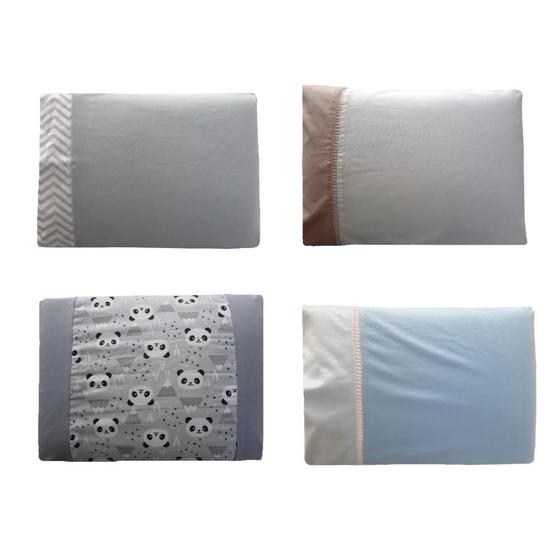 Imagem de Kit 4 Fronhas de Berço 30cm x 40cm Malha 100% Algodão Sortimento 07 Arrumadinho Enxovais
