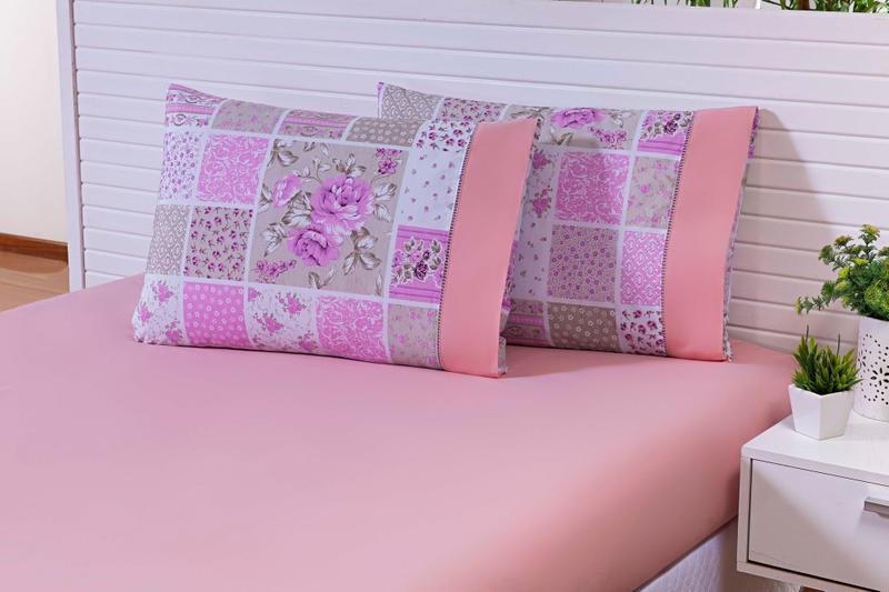 Imagem de Kit 4 Fronhas Estampado Rose 70 X 50 100%algodao 180fios