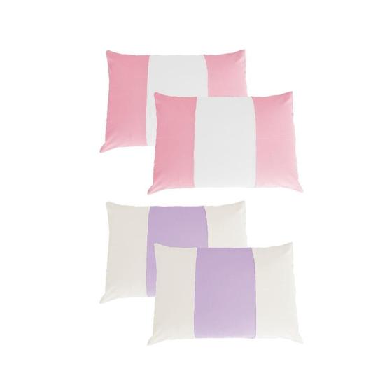 Imagem de Kit 4 Fronhas Malha 100% Algodão Bicolor Sortimento 5 Arrumadinho Enxovais