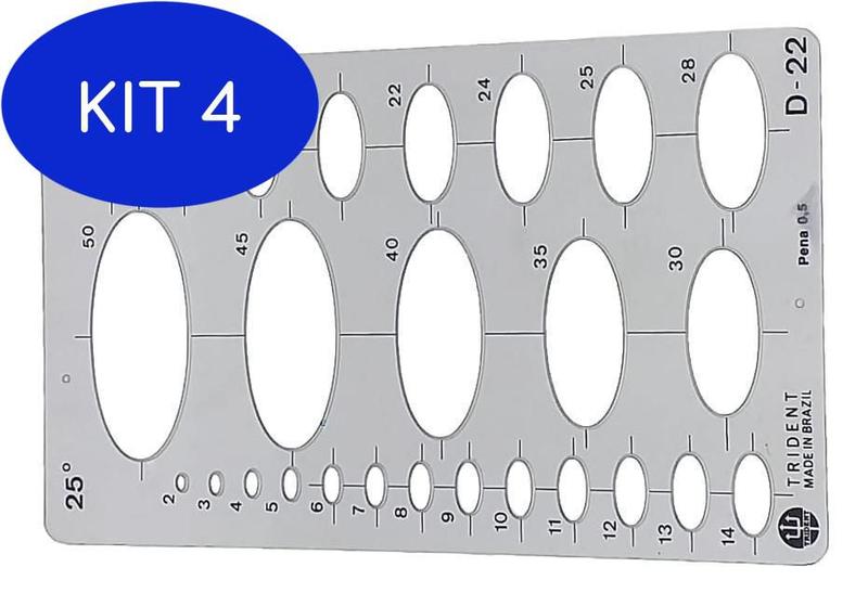 Kit 4 Gabarito De Acrílico Desenho Elipses Trident D-22 - Gabarito para ...
