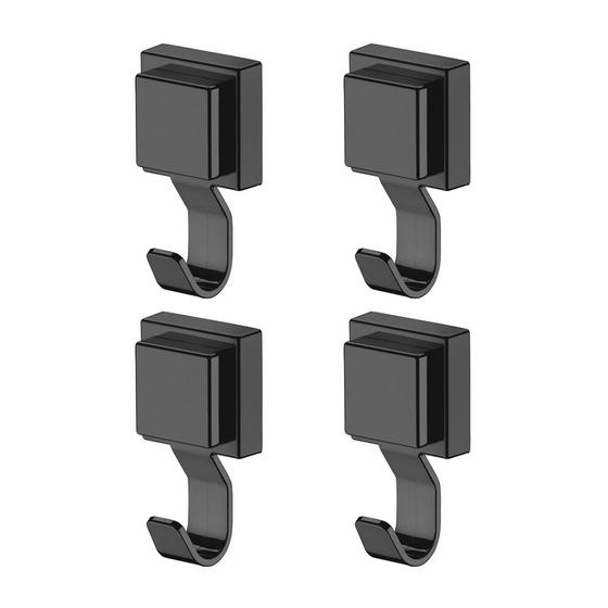 Imagem de Kit 4 Ganchos Cabide Multiuso com Ventosa Preto Fosco Future