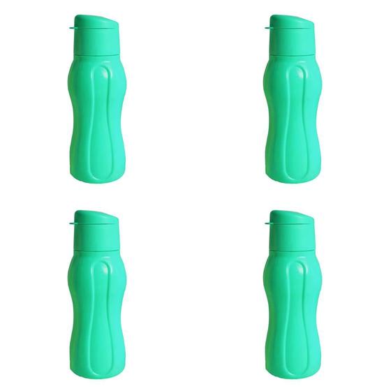 Imagem de Kit 4 Garrafa Squeeze Garrafinha de Água 400ml Plástica Academia Livre de BPA Estilo Tupperware ECO