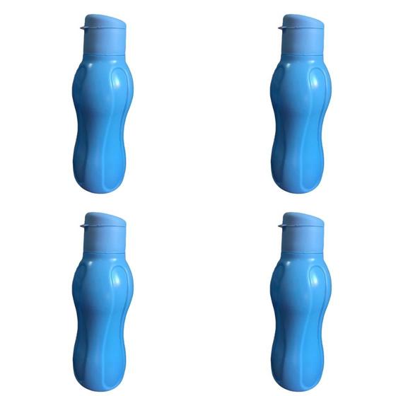 Imagem de Kit 4 Garrafa Squeeze Garrafinha de Água 650ml Plástica Academia Livre de BPA Estilo Tupperware ECO