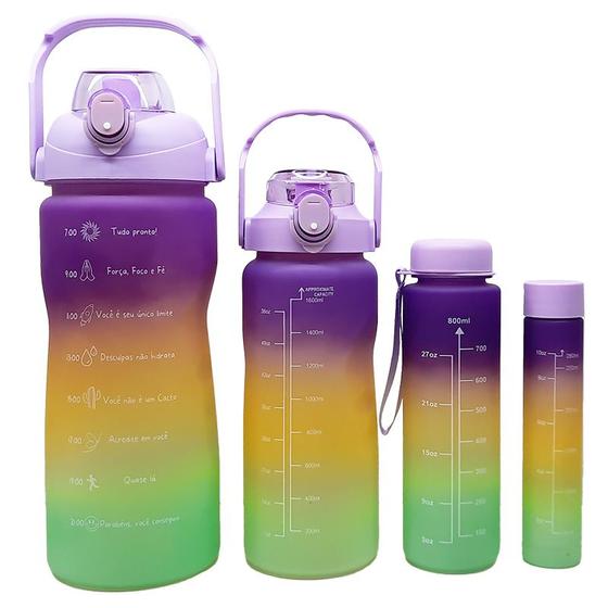 Imagem de Kit 4 Garrafa Squeeze Roxo 3L 1,6L 800ml 300ml TOP1243 - DL Festas