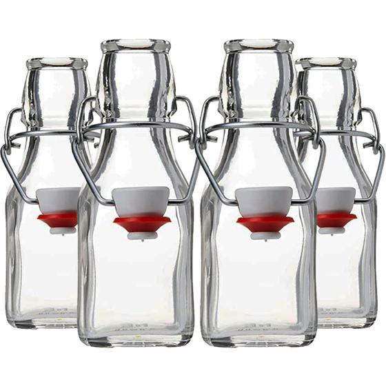 Kit 4 Garrafas de Vidro Pequena Com Tampa Hermética - 125ml - Swing ...