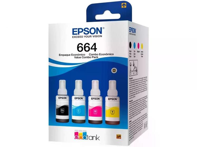 Imagem de Kit 4 Garrafas Epson T664 para Ecotank 4 cores T664520-4P