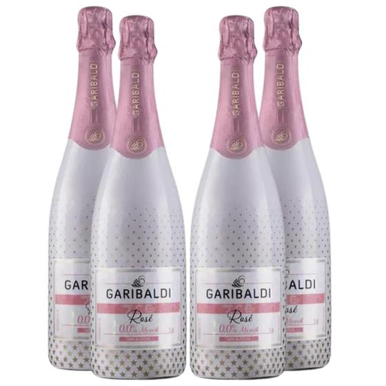 Imagem de Kit 4 Gaseificado Sem Álcool Garibaldi Ice Rosé - 750mL