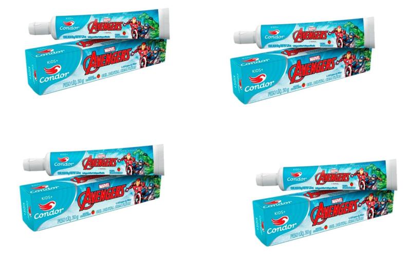 Imagem de Kit 4 Gel Dental Marvel Avengers Sabor Morango - Condor