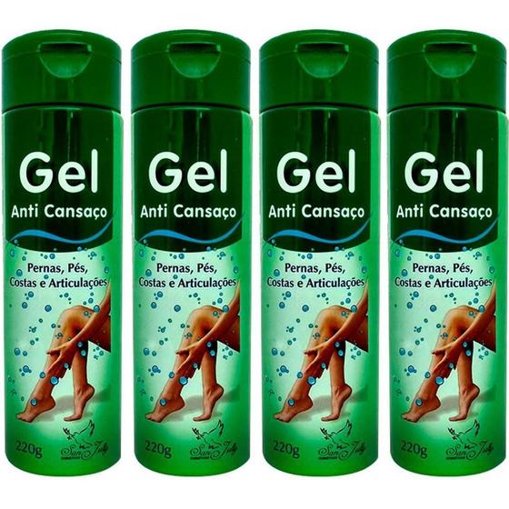 Imagem de Kit 4 Gel Massageador Anti Cansaço 220g Pernas, Pés, Costas e Articulações