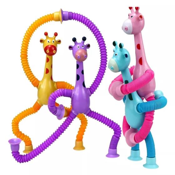 Imagem de Kit 4 Girafas Que Estica E Gruda Tiktok Brinquedo Infantil Interativo