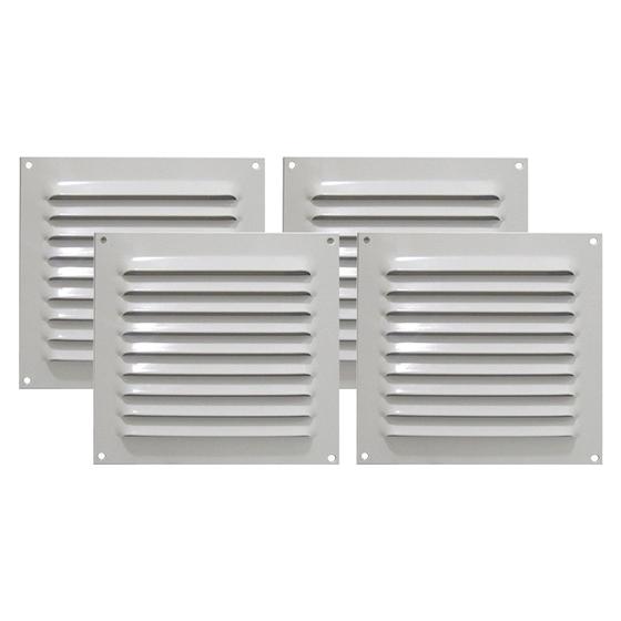 Imagem de Kit 4 Grades Ventilação Alumínio Branca 20x20cm ITC Com Tela